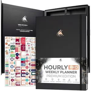 Hourly Planner PRO  - Undated Schedule Planner with Daily Time Slots - Personal Organizer Notebook for Time Management - Weekly & Monthly Life Journal, A4 Size (Black)