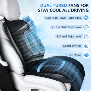 FLORICH Cooling Car Seat Cover, 12V-24V Ventilated Seat Cushion Cooling Car Seat Pad for Summer Driving with 2 Powerful Turbo Fans 3-Speed Temperature Adjustable Universal Fit for Car SUV Truck Van Vehicle Car Seat Protectors