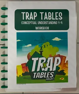 Trap Tables 1-4 Multiplication Workbook, Conceptual Fluency Focus, Laminated Pages, Education Textbook for Elementary Math Practice