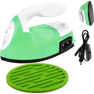 Mini Heat Press Iron Machine,Portable Mini Electric Iron,Small Heat Press Iron,Mini Iron Press for Clothes Shoes Bags Hats,Iron Press Machine for Heating Transfer, Pad Included (Light Green)