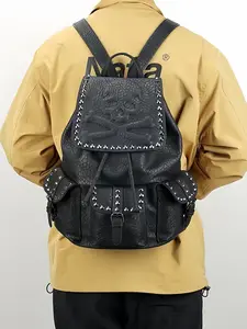Skull Head Backpack with Rivet Decoration, Fashion Vintage Style, Suitable for Daily Use and Trendy, Unisex, Durable Backpack