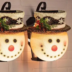 2-Pack Snowman Christmas Porch Light Covers, 12 Inches For Porch Lights, Garage Lights, and Large Fixtures Christmas Outdoor Decor Holiday Light Covers