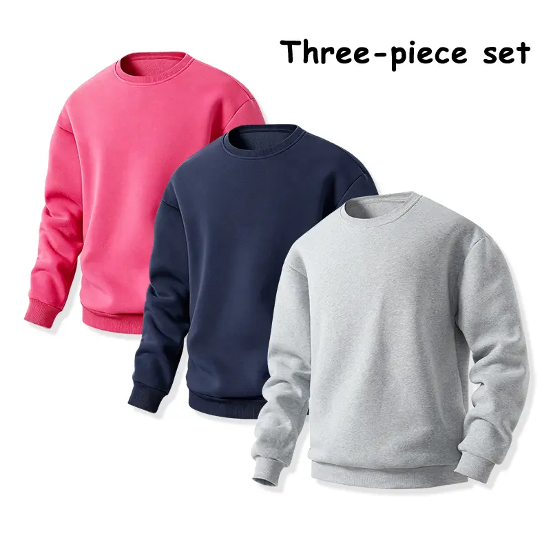 3-Pack Student Back-to-School Crewneck Sweatshirts, Long Sleeve Loose Fit Campus Everyday Tops