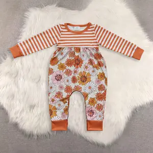Baby Girls Floral Stripe Long Sleeve for Fall Season Comfortable Cotton Outfit with Floral Print And Stripes Children Clothes Cute Toddlers Clean Little Baby Outfits Kids Fashion Clothing girl winter clothes girls  fall  outfit girls  casual  wear kid clo