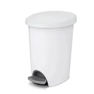 2.6 Gallon Ultra Step On Bathroom Trash Can - White