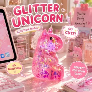 Cute Unicorn Squishy Toy Set (1/2/4/8PCS), Soft Elastic Stress Relief Fidget Toy, Glitter Sensory Toys for Kids Adults, Anti-Anxiety Squeeze Toy, Perfect Gift