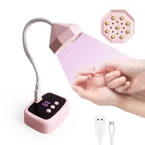 Portable Nail Dryer Lamp, Rechargeable UV LED Desktop Nail Light, Nail Curing Light with Timer, Digital Display, Manicure Tool for Home & Salon Use