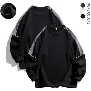 Men's Colorblock Contrast Binding Drop Shoulder Sweatshirt, Regular Fit Casual Long Sleeve Round Neck Pullover for Spring & Fall, Fashion Men's Top for Daily Wear
