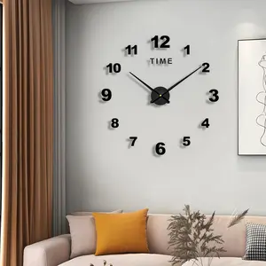 Modern Minimalist DIY Wall Clock Sticker, No-Drill Hanging Clock for Home Living Room Hallway Decoration, Creative Timepiece Decor