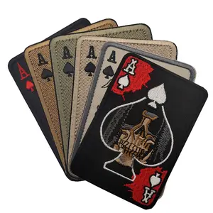 Ace of Spades Death Card Embroidery Patch Poker Tactical Morale Badge Decal Arm Badge Velcro