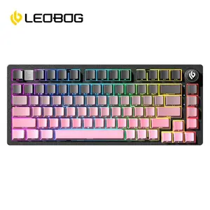 LEOBOG Hi75 Mechanical Gaming Keyboard, 16-RGB Light Effects Backlit Compact 81 Keys Mini Wired Office Keyboard with Rotating Button for Windows Laptop PC Mac