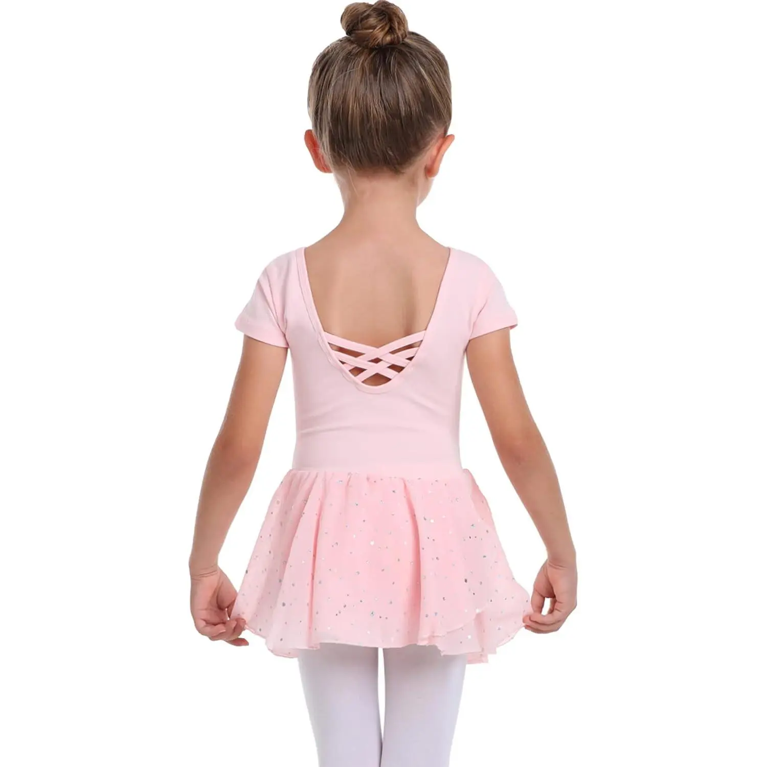 KF5-CGS29  Toddler Girls Long Sleeve Ballet Leotards Dance Dresses Tutu Outfit Ballerina with Glitter Skirt