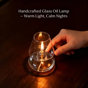 Glass Oil Lamp Home Decor, Elegant Lighting Accessory, Decorative Ambiance Lighting for Living Room & Bedroom, Perfect Gift Idea for Housewarming
