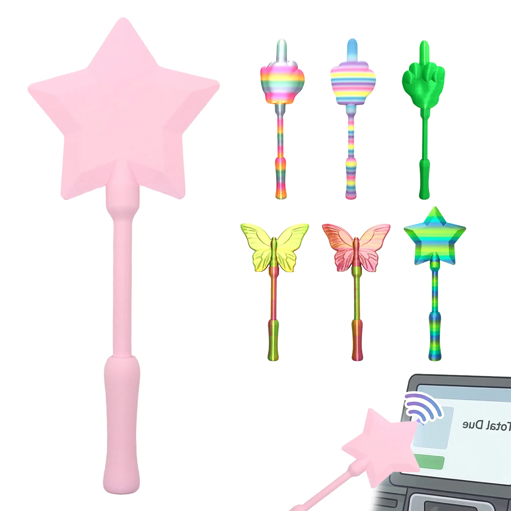 Credit Card Wand – 3D Printed Mini Card Holder, Fairy Wand Tap-to-Pay, Star Magic Digital Payment Wand, Fun & Practical Gift for Easy Checkout