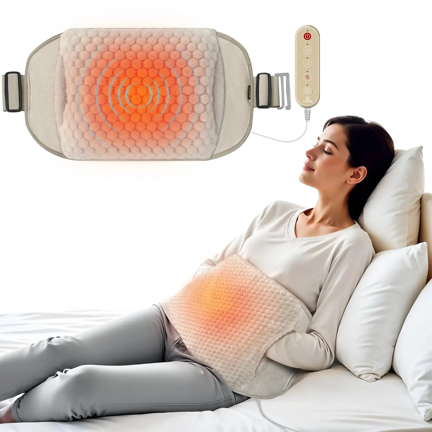 COMFIER Heating Pad for Back Pain Relief,Lower Back Massager with Heat with Hand Warmer Pocket,Extra-Large Size 61",Back Heating Pad for Period Cramps,Fast Heat Pad,Gifts for Women Men Mom Dad Heated Wrap summerwins