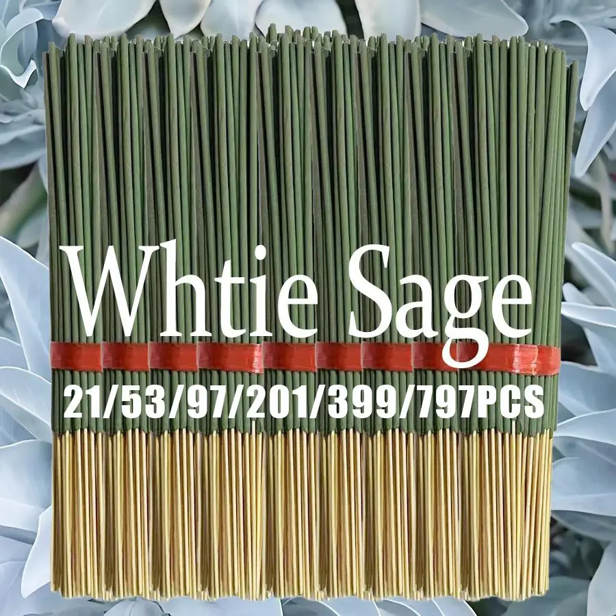 High-Quality White Sage Incense Sticks, 22cm Long Thick Handmade Bamboo Sticks, Calming Scented Home Fragrance, Natural Scent, Calming Aroma, Long-Lasting, Perfect for Meditation Yoga Massage