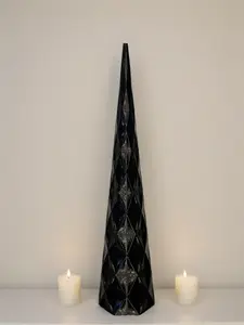 3D Printed Black Diamond Ring Cone 6 Inches Tall with Distinctive Pattern for Retail Display