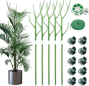 5 Pack 27.56" Detachable Twig  Support Stakes Set, Blends in to , Branch  Sticks with Orchid Clips Twist  Ties, Twig Trellis for Indoor Outdoor  Potted  Flower