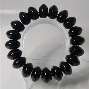 Natural Black Agate Chunky Large Crystal Beaded bracelet