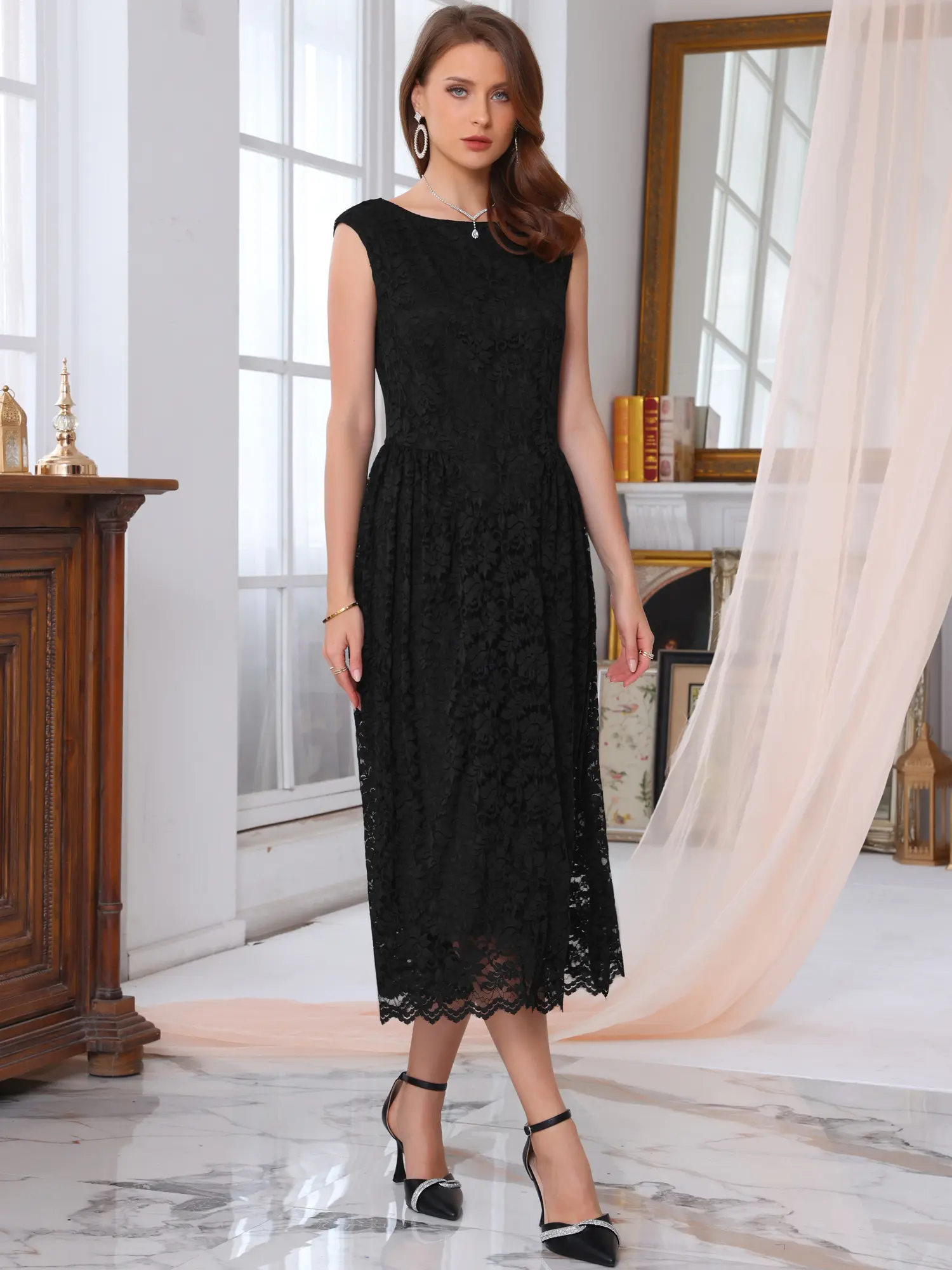INSPIRE CHIC Women's Wedding Guest Lace Dress Boat Neck Vintage Formal Evening Cocktail Midi Dresses - TikTok Shop INSPIRE CHIC Women's Wedding Guest Lace Dress Boat Neck Vintage Formal Evening Cocktail Midi Dresses - TikTok Shop