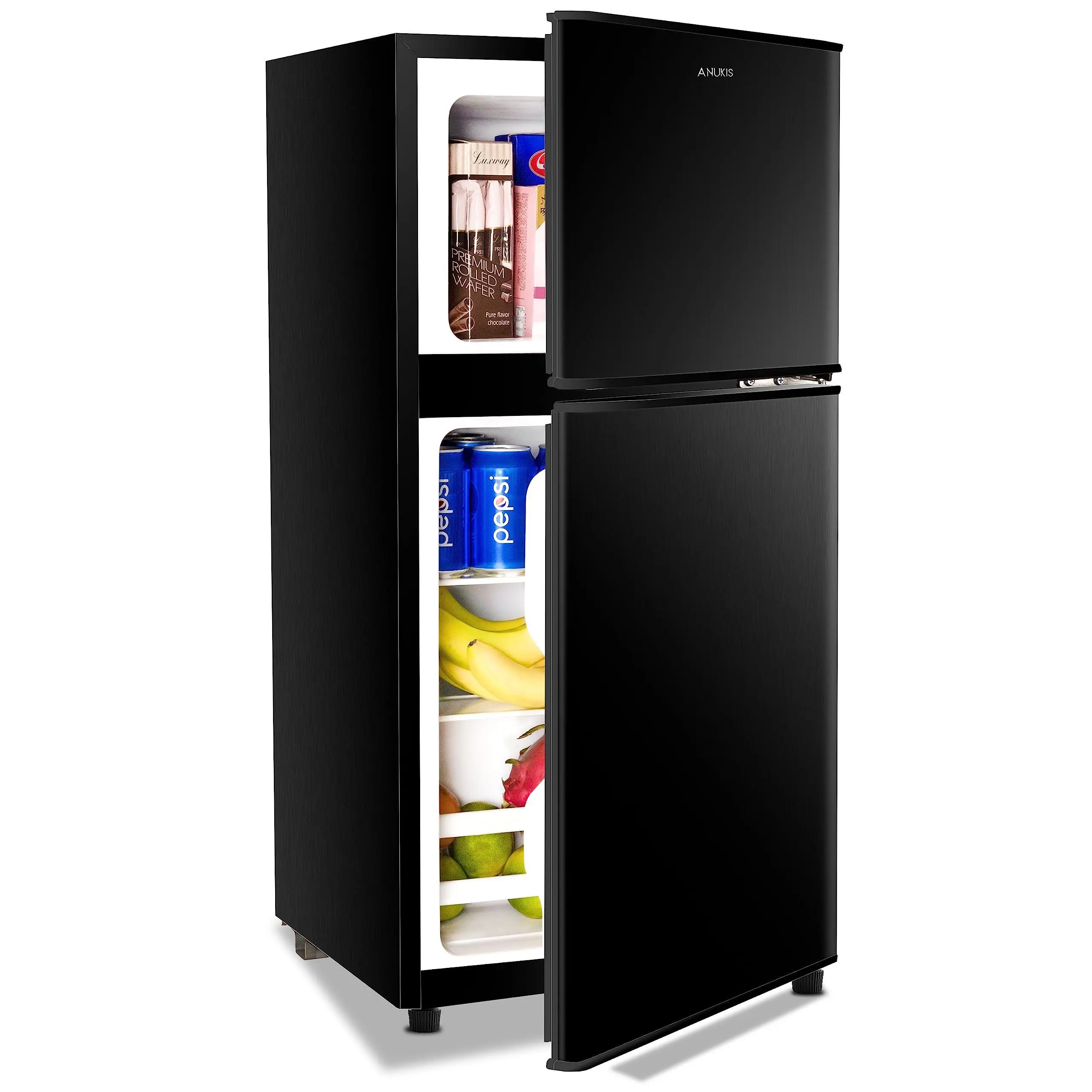 KRIB BLING 3.5 Cu.ft 2-Door Compact Chiller Refrigerator with Freezer on Top, Retro Black Small Fridge, Dorm & Apartment Household Large Appliance