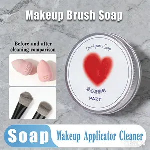 Solid Brush Cleaner Soap with Silicone Scrub Pad, 3.52oz/100g Makeup Brush Cleansing Bar, Vegan Alcohol-Free Formula Deep Cleans Foundation and Eyeshadow Brushes, Antibacterial Protection for Bristles and Sponges, Compact Travel-Friendly for Daily Hygiene
