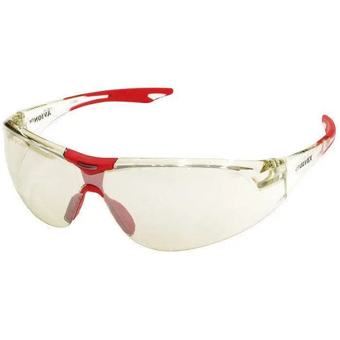 Delta Plus Avion Safety Glasses Goggles - Unisex, Red Temples with Rubber Tips, Mono-Lens, Indoor/Outdoor Sun Protection Lens, ANSI Z87.1-2015 Compliant, Fits Most Male and Female Faces, Fitness for Everyone, Lady