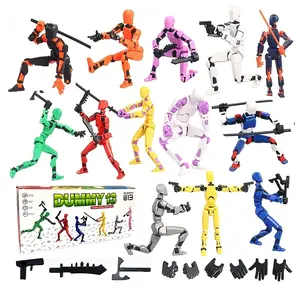 [6pcs Movable Action Doll Figure] 6pcs ABS Action Doll, 3D Trend Toy Model, Multi-Joint Movable, DIY Assembled Digital Man Figure, Desktop Decoration Ornaments