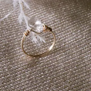 Clear Quartz Ring with Gold Band and Clear Stone