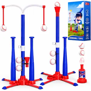 3-in-1 Baseball Set for Kids 3+ - Tee Ball Stand, Hanging Tee, Ball Launcher - Adjustable Hei Easter Giftsght, Indoor/Outdoor Sport Gifts for Boys Girls, kids outdoor play Summervibes tiktokshopspringg outdoorfun