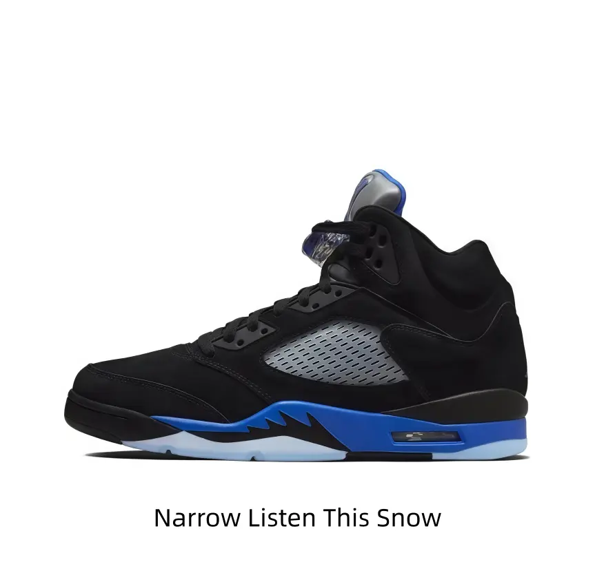 Durable textured black suede high-top walking basketball footwear with breathable grey mesh window and vivid blue jagged decoration, cushioned pale blue sole comfy for city strolls and weekend travel plans.