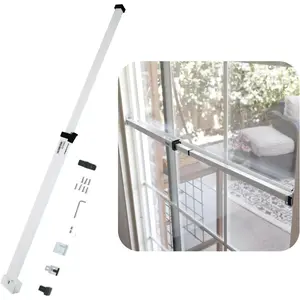 Sliding Door Security Bar - Child Proof Sliding Door Lock Bar with Anti Lift Lock, Fits Most Doors & Windows, Adjustable Patio Door Security Bar (18.75"- 51.1") - White
