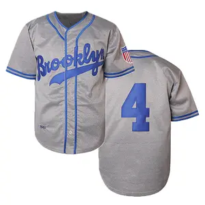 Men's #4 Baseball Jersey Embroidery Gray Baseball clothing breathable button closure high quality summer fall