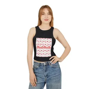 Cute Pooch Poodle Rib Racer Sporty Tank - Black Graphic Tee for Dog Lovers Casual Wear & Light Activities Fun Comfortable Design