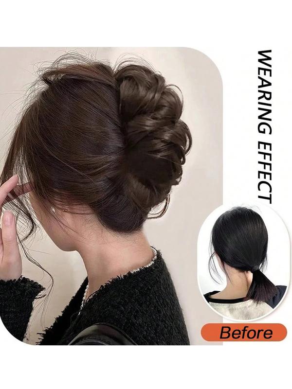 Women's Curly Hair Bun Clip-In Wig, Synthetic Extensions, Short Synthetic Hairpiece for Women & Girls, Perfect for Daily Use & Parties