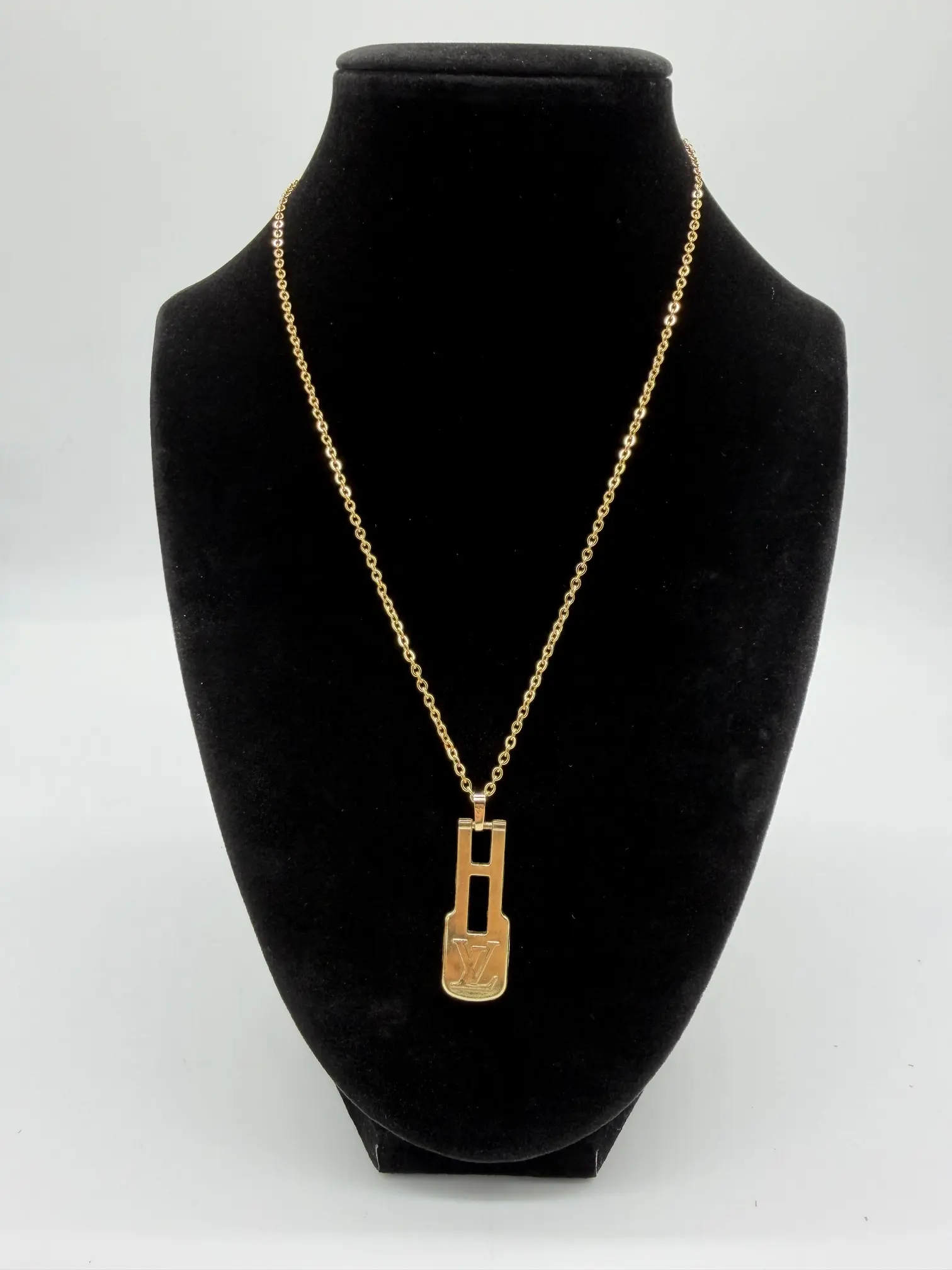 Pre-owned Louis Vuitton Brass Bag Accessories Up Cycled/Handmade LV Zipper Pull on Stainless Steel Necklace #2