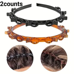 2counts, Vintage Braided Hair Clips with Flap Cover, Multi-Layer Hollow Design, Plastic Headwear, Comfortable Wear, Hair Accessories, Hair Decor