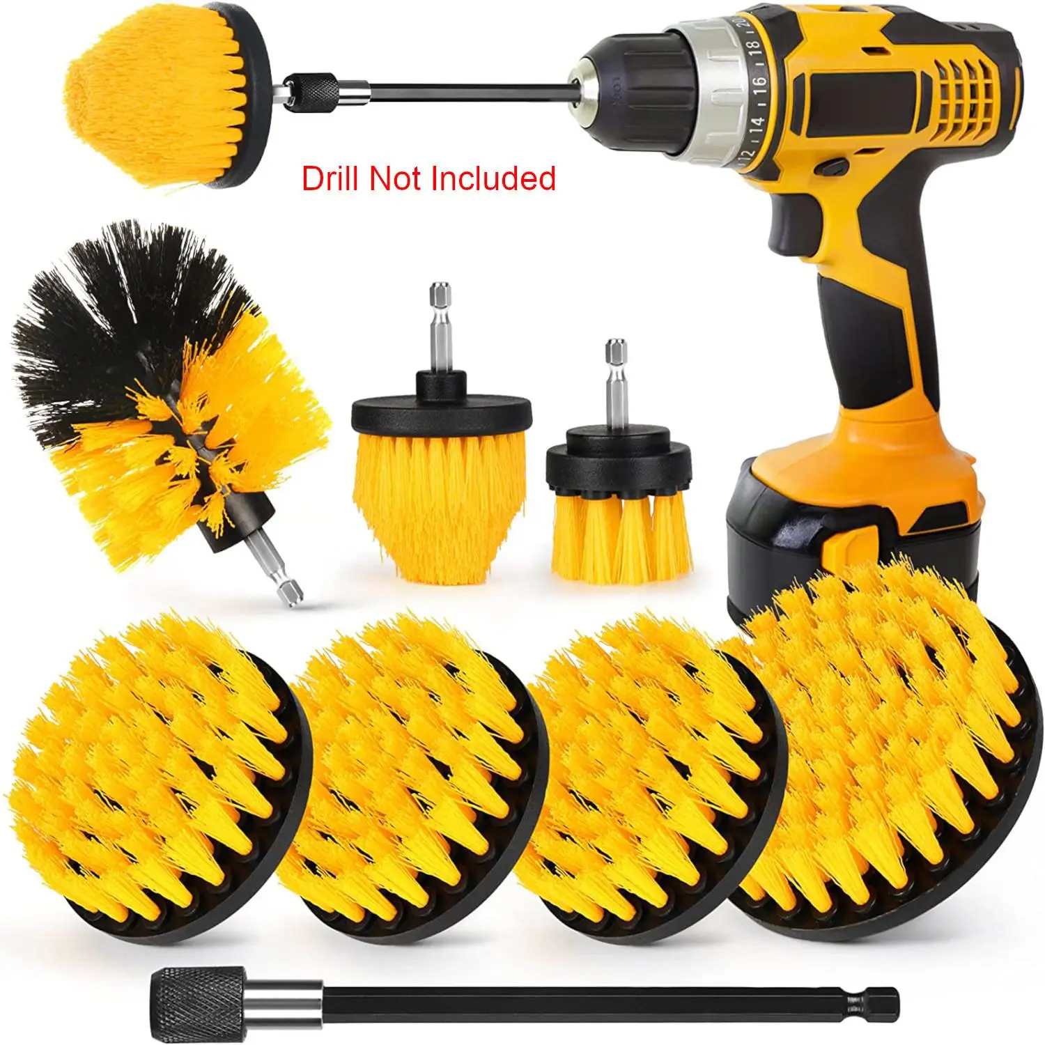Car Detailing Brush Set, Wheel Tire Detail Brush Set, Drill Brush Attachment Set, Wheel Cleaning Kit, Detail Brush (Drill Not Included), Summer Essent