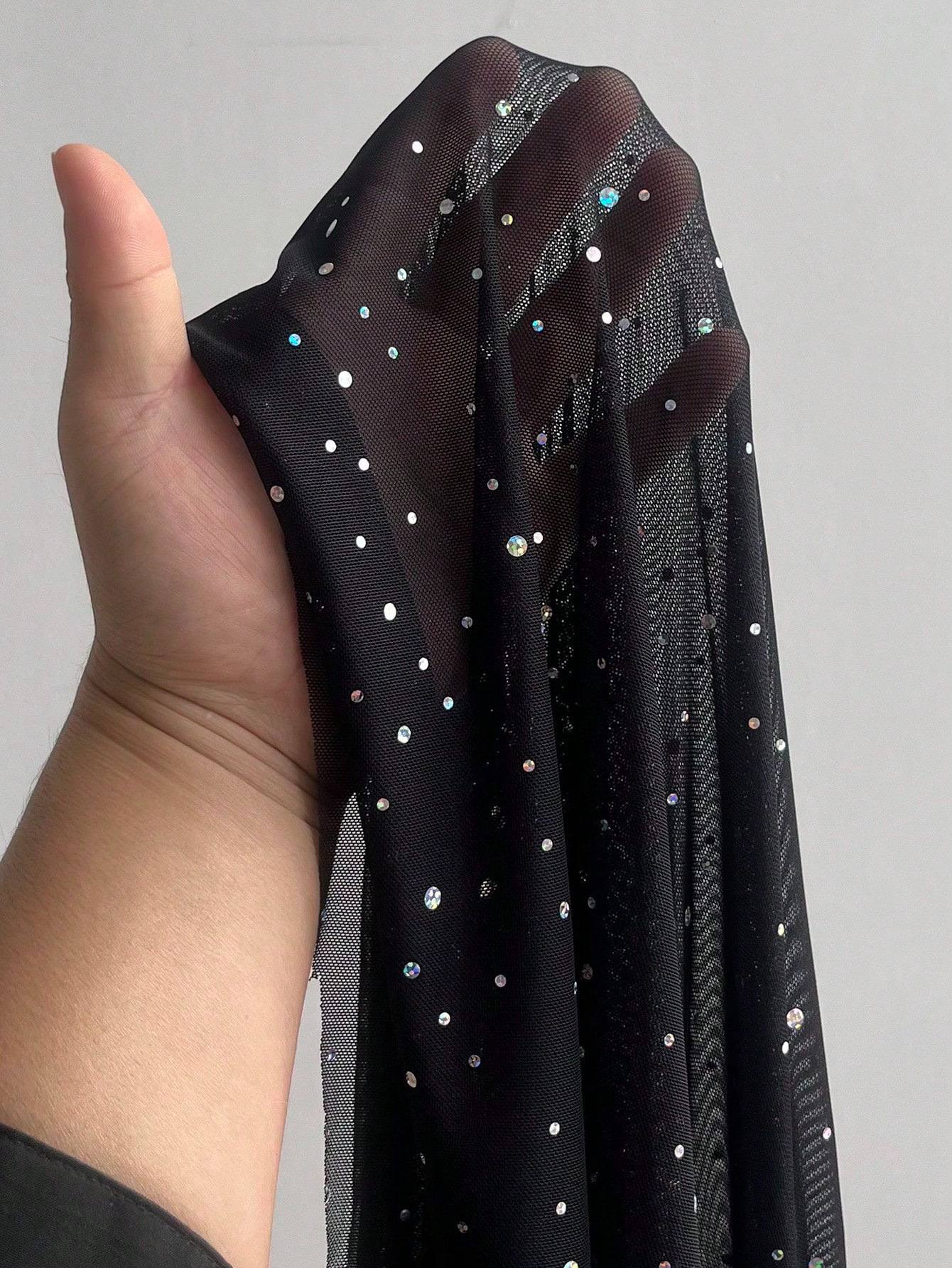 Deep-V Mesh Skirt With Sequins Sexy And Alluring Dress