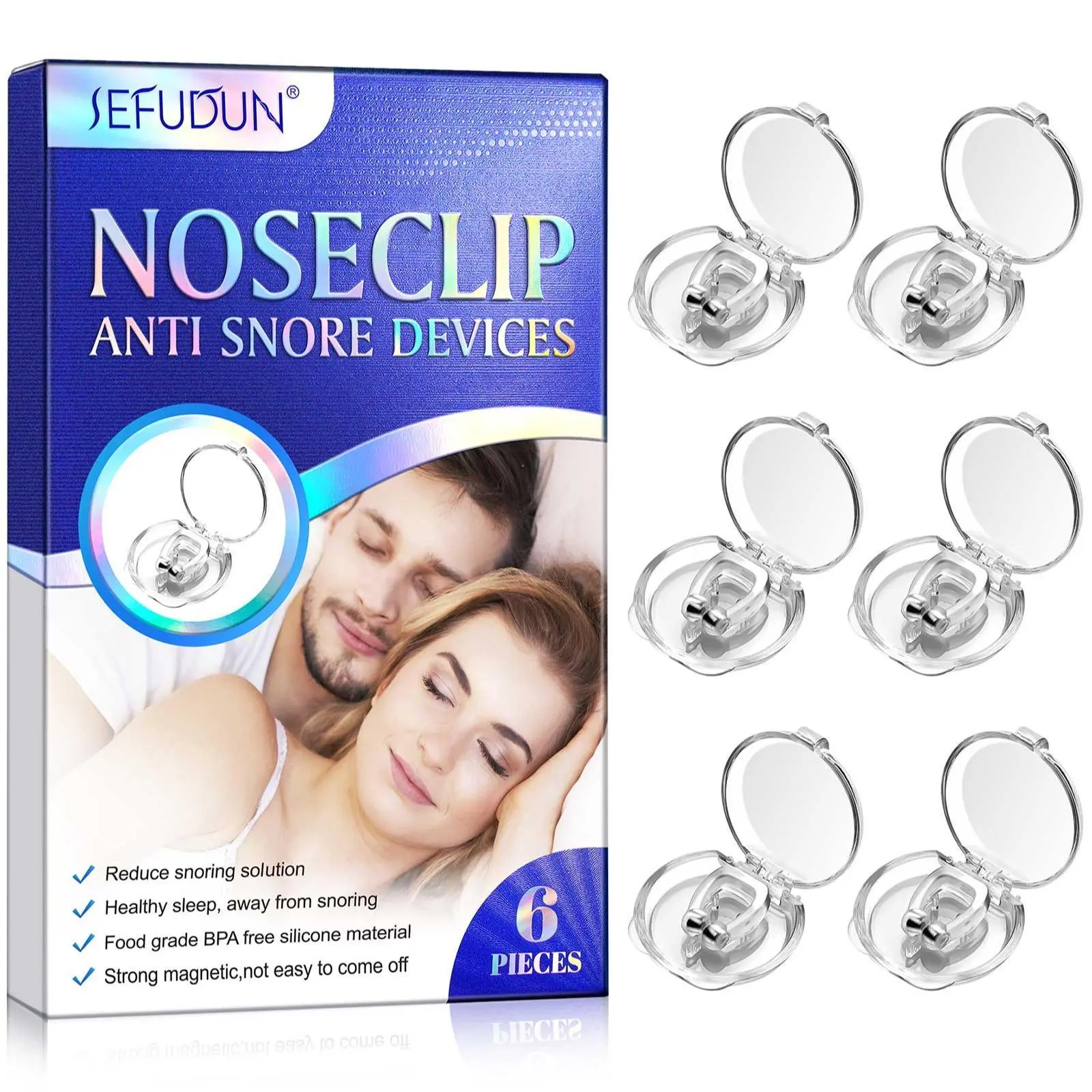 Sefudun Silicone Anti-Snoring Nose Clip, Nose Magnet for Breathing, Breathing Correction Nasal Clip Snore Reducer, Snore Stopper, Nasal Magnetic Clip, Healthy Sleep, Reduce Snoring, 1 Piece