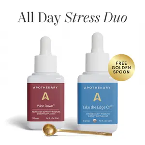 Apothékary All Day Stress Duo - Ease your stress from day to night - Tension Relief & Sleep Support Liquid Herbal Drops* | Free spoon | Made in the USA