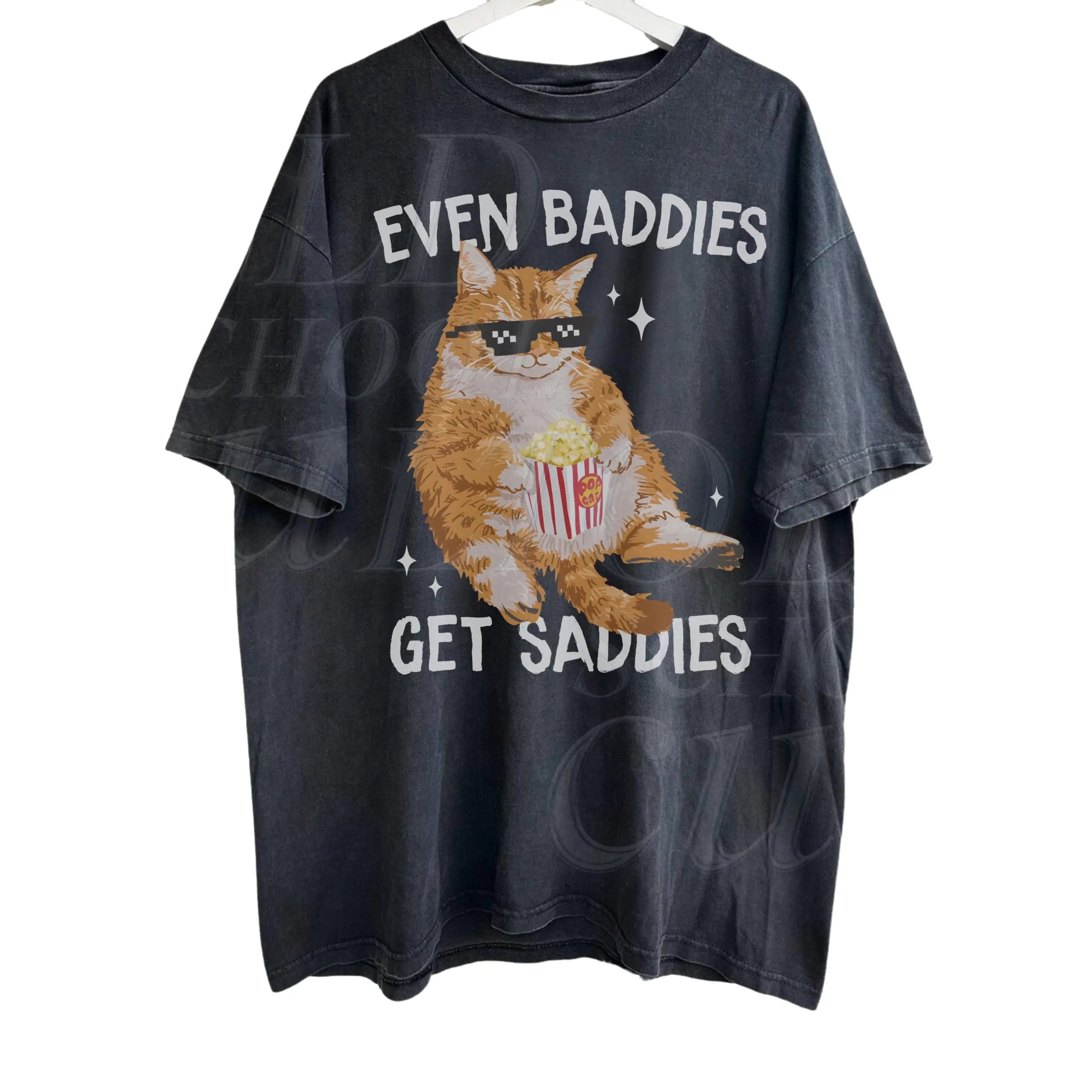 Even Baddies Get Saddies Meme T-Shirt, Retro Weirdcore Tee, Vintage Ironic TShirts That Go Hard, Mental Health Funny Shirt, Unisex Adult Tee Menswear