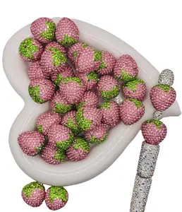 Adorable Fancy Bead Mix with Pink & Red Strawberries Colorful Flower Daisy Designs and Glam Rhinestone Accents for Creative Projects