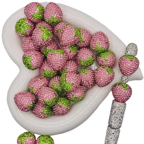 Adorable Fancy Bead Mix with Pink & Red Strawberries Colorful Flower Daisy Designs and Glam Rhinestone Accents for Creative Projects