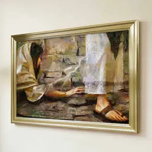 1pc Framed Gold Frame Religious Art Biblical Scene Canvas Art Print For Living Room Bedroom And Study + Inspirational Decor