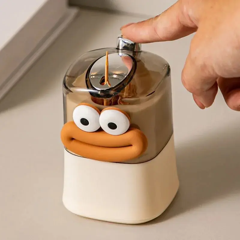 Creative Cartoon Toothpick Holder with Lid, Funny Mouth Design Toothpick Dispenser for Kitchen, Dining Table & Home Decor