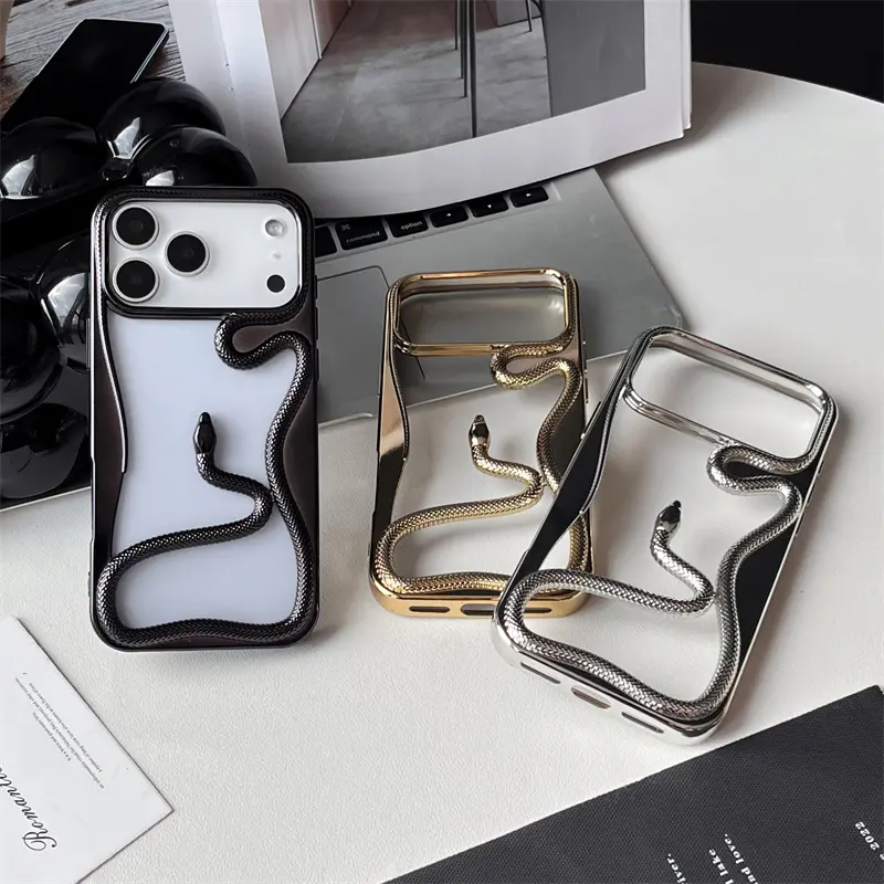 Compatible with IPhone 13/14/16/17 Pro Max Cellphone Case Protective Protector | Plated Gloss | Hollow Snake | Personalized | Creative Gift | Suitable for iPhone 11 12 13 14 15 16 17 Pro Max, Cover, Casing