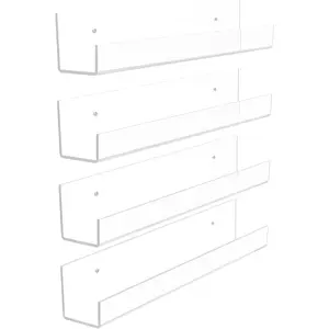 4 Pack  Shelves for Wall Storage,12" Floating Bookshelves for , Display Shelf for Bathroom, Bedroom,Decor, Clear