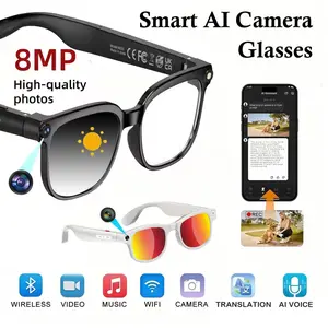 Smart AI Camera Glasses with 8MP Camera, Photochromic Lenses, Button Touch Control for Travel & Outdoor Adventures, Hands-Free Photography, 160+ Languages Translation, Bluetooth Wireless Wearable Video Recording with UV Protection Multifunctional Audio Su