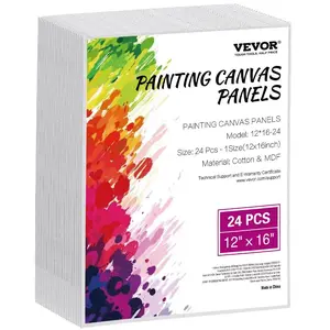 VEVOR Canvas Boards for Painting, 12x 16 Inch White Canvases for Painting, 24 Pack Painting Canvas Panels for Sketching, Acrylic and Oil Painting, Watercolor, Paint Canvas for Kids and Professionals